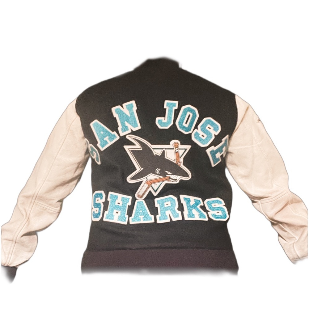 San Jose Sharks Vintage Varsity Jacket. Unisex Small. Made in USA.